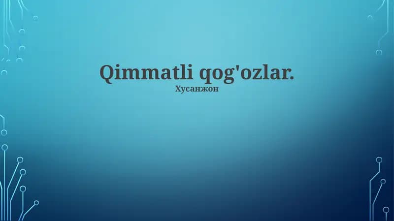 Qimmatli qog'ozlar