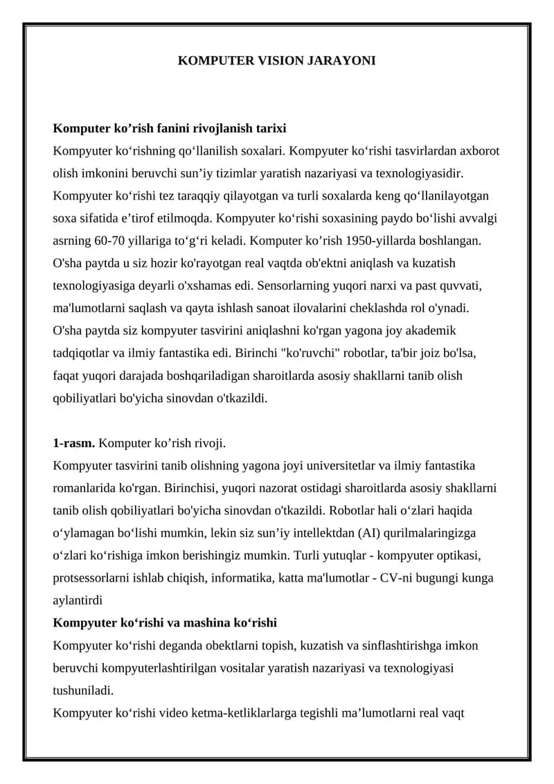 Komputer Vision jarayoni