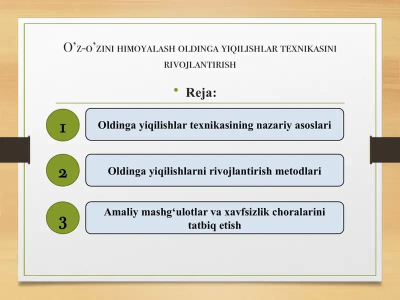 Oldinga yiqilishlar texnikasi