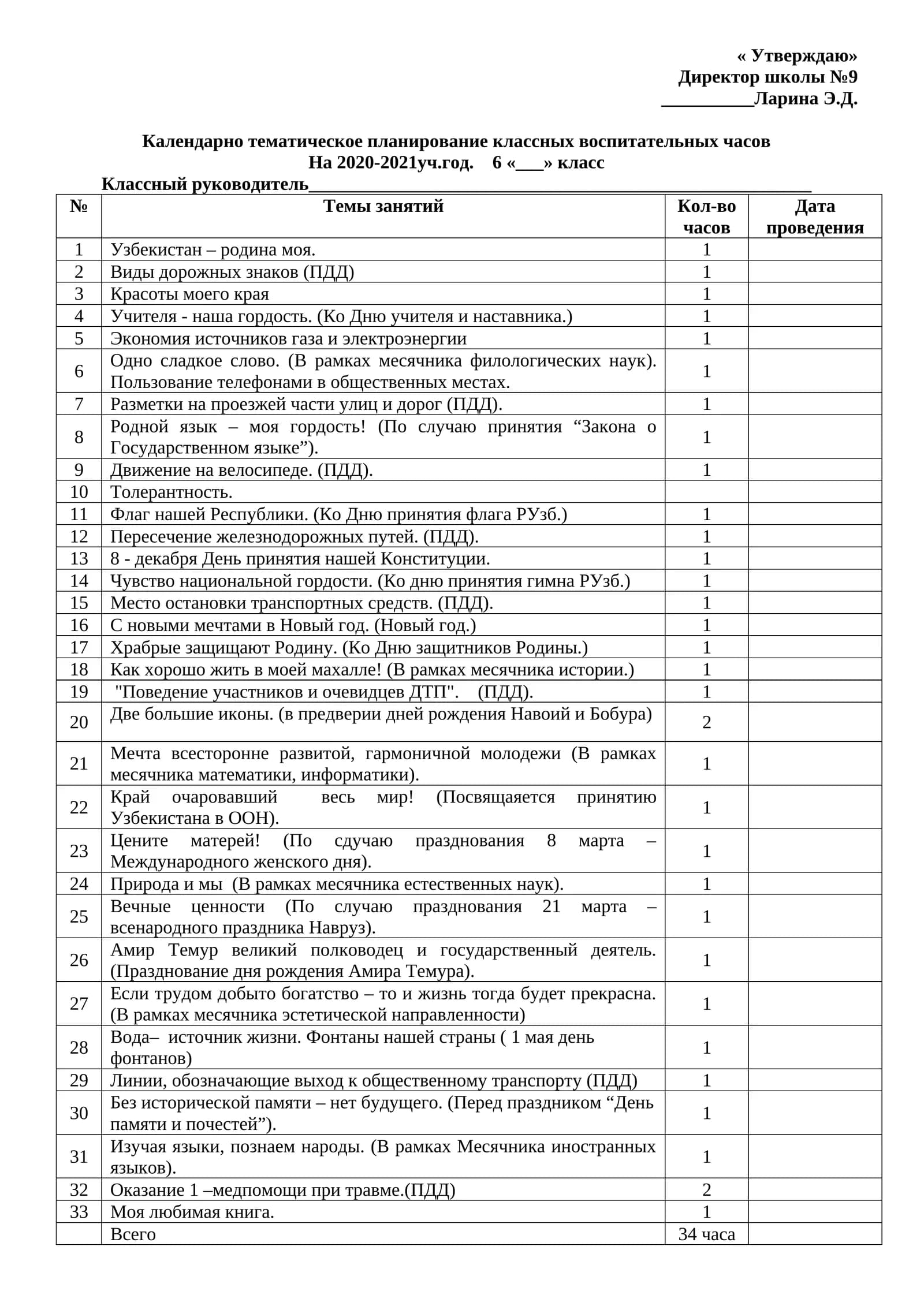 Классные воспитательные часы