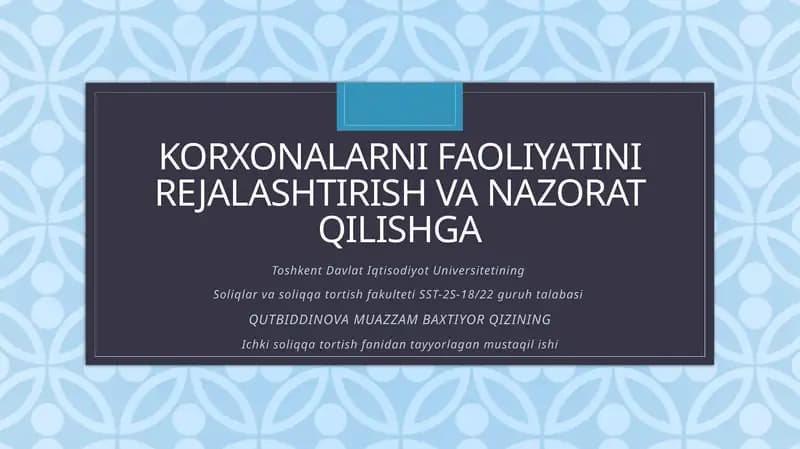 QUTBIDDINOVA MUAZZAM BAXTIYOR QIZI