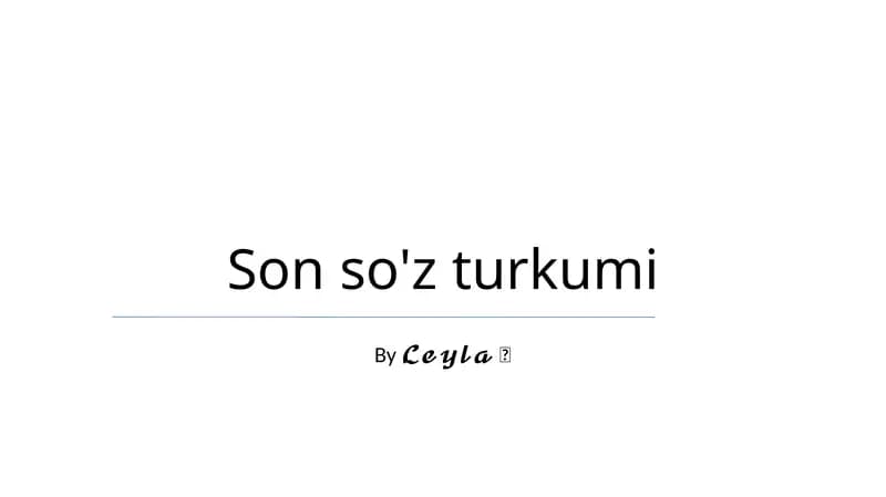 Son so'z turkumi