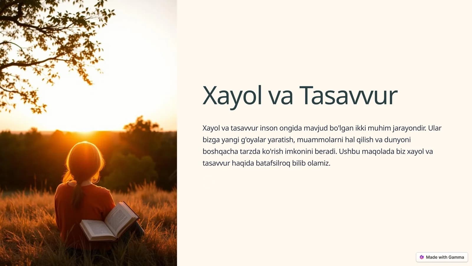 Xayol va Tasavvur