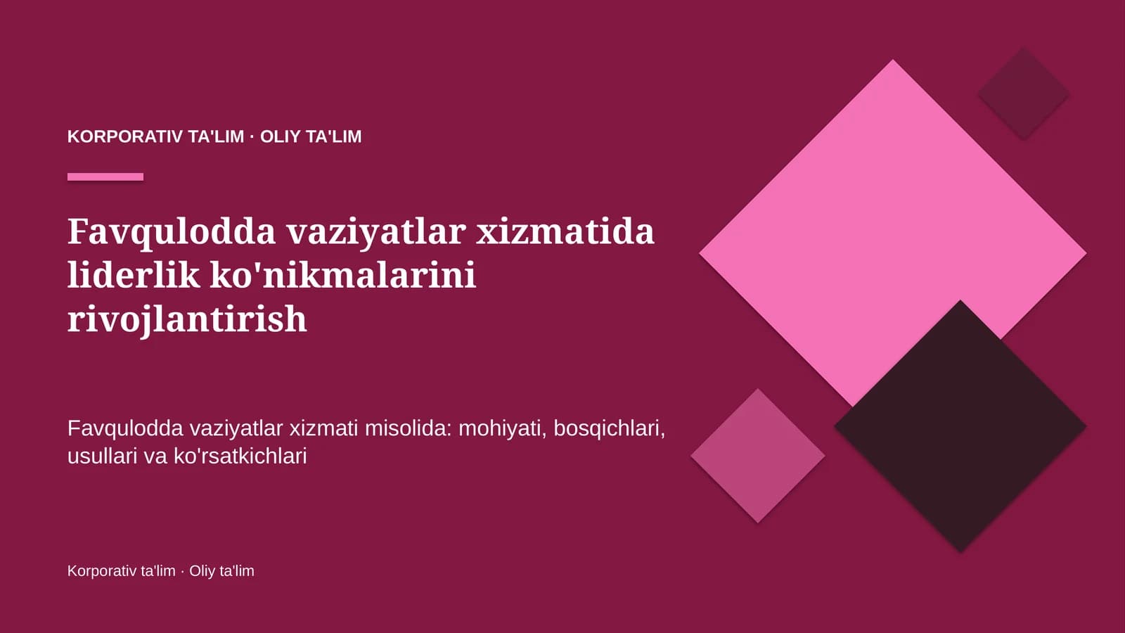 Favqulodda vaziyatlar xizmatida liderlik ko'nikmalarini rivojlantirish