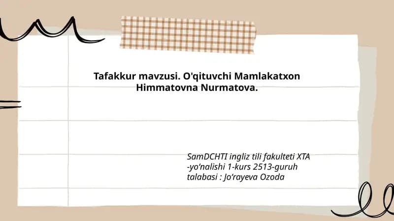 Tafakkur mavzusi