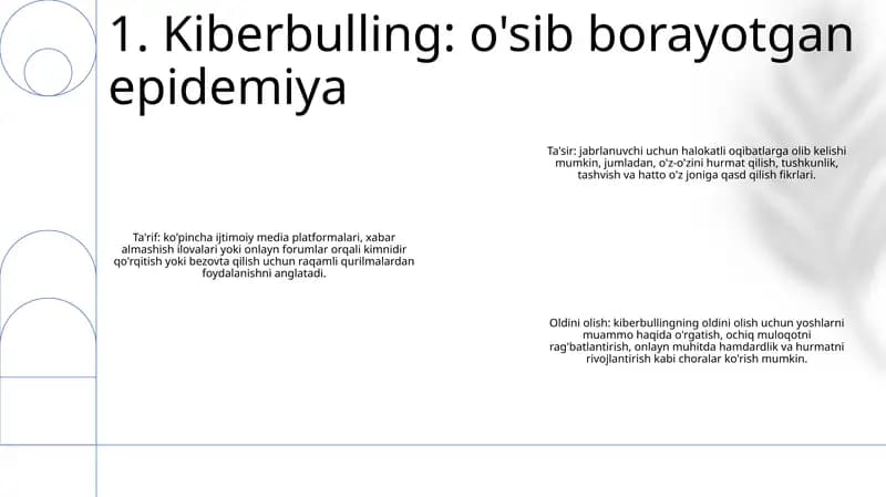 Kiberbulling: o'sib borayotgan epidemiya