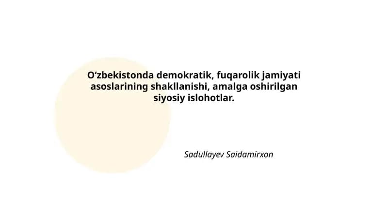 O‘zbekistonda demokratik islohotlar