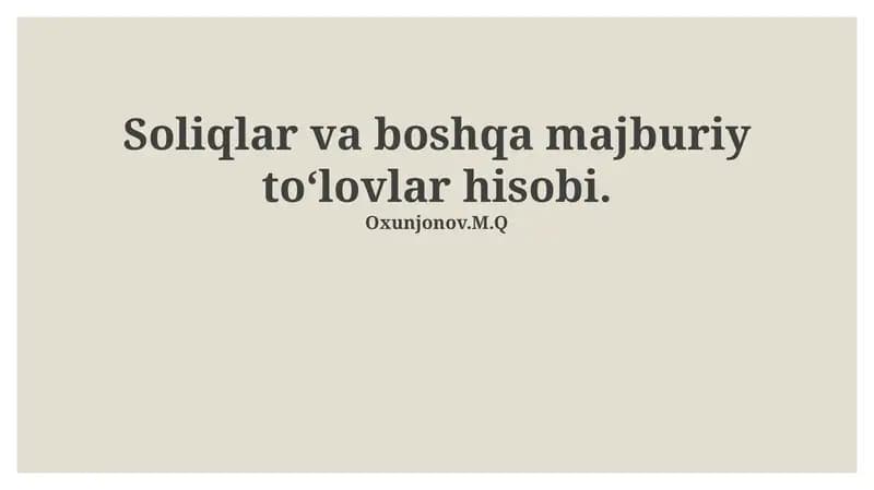 Soliqlar va majburiy toʻlovlar hisobi