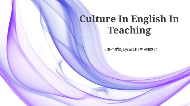 Culture In English In Teaching
