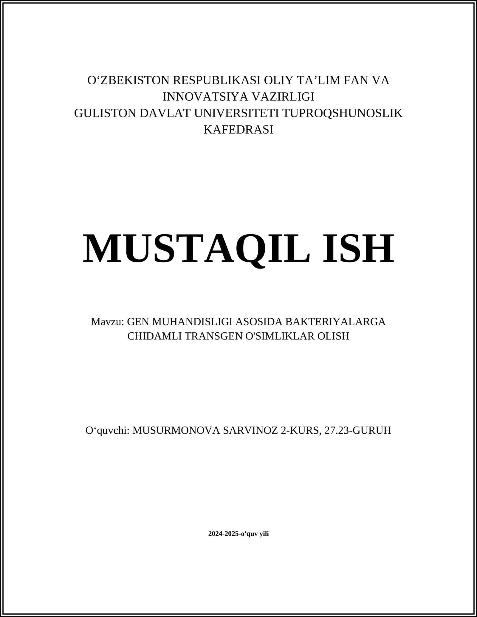 GEN muhandisligi asoslari