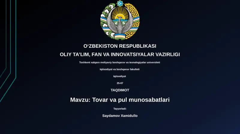Tovar va pul munosabatlari