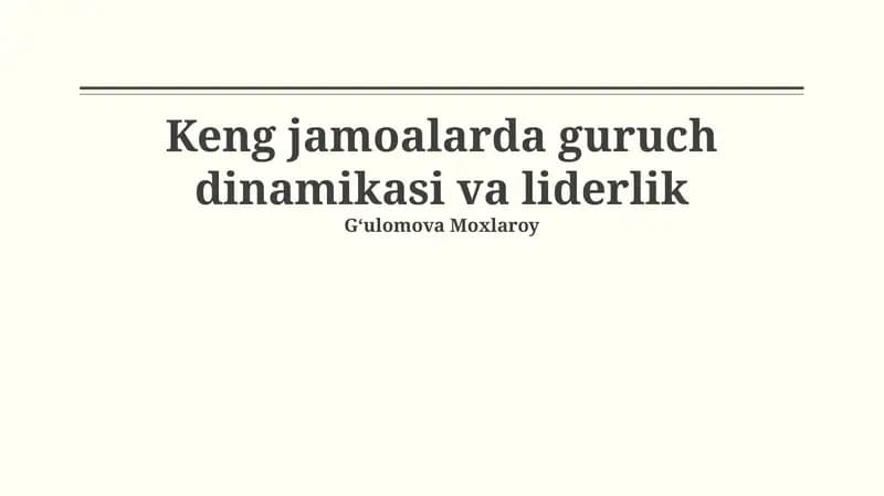 Liderlik Uslublari va Guruch Dinamikasi