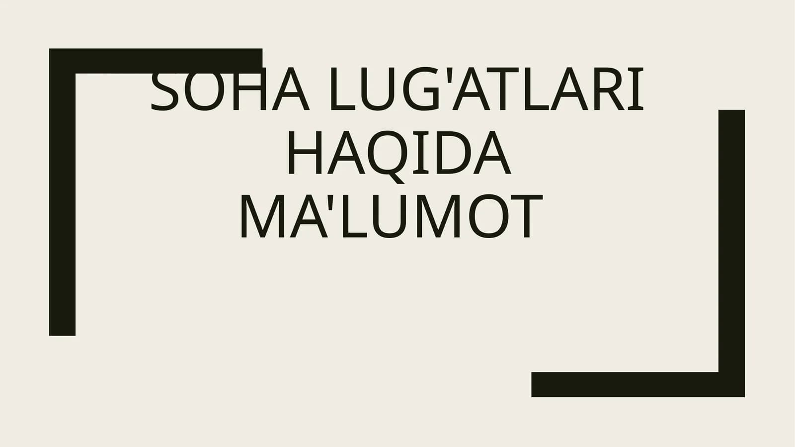 Soha lug'atlari haqida ma'lumot