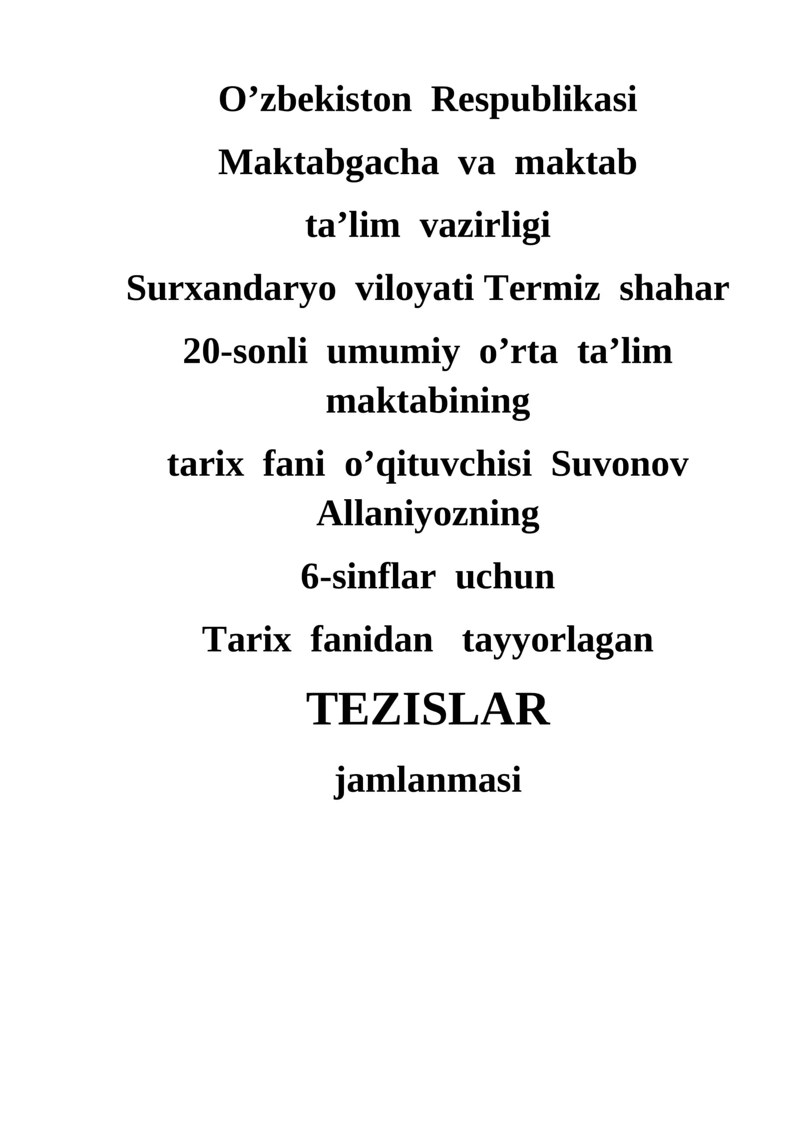 TEZISLAR jamlanmasi