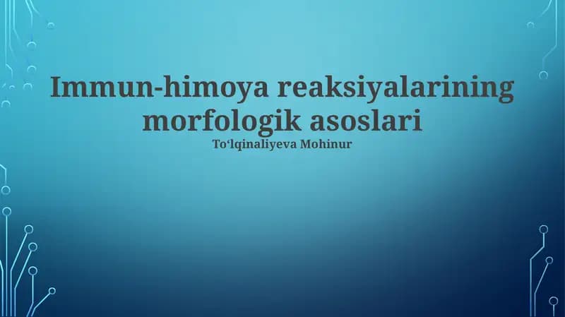 Teri va shilliq pardalarning immunologik himoyasi
