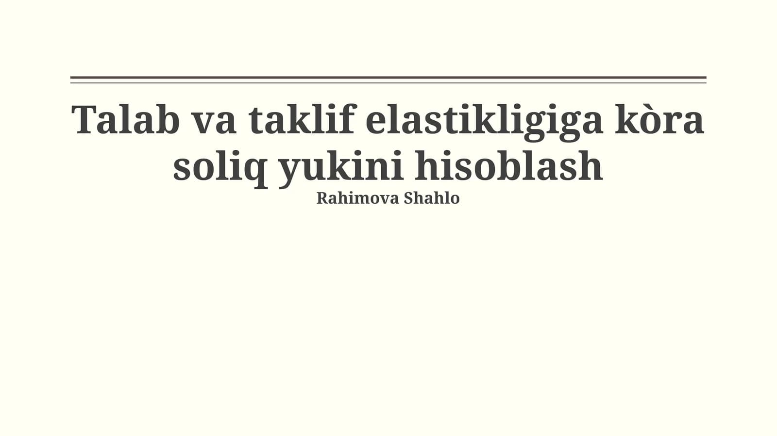 Soliq yuki va elastiklik nazariyasi