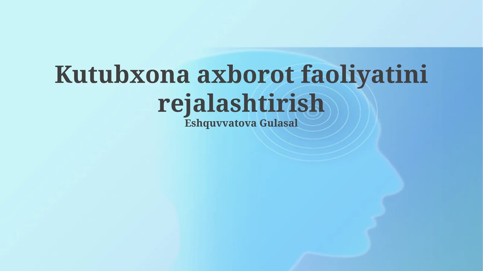 Kutubxona Axborot Faoliyatini Rejalashtirish
