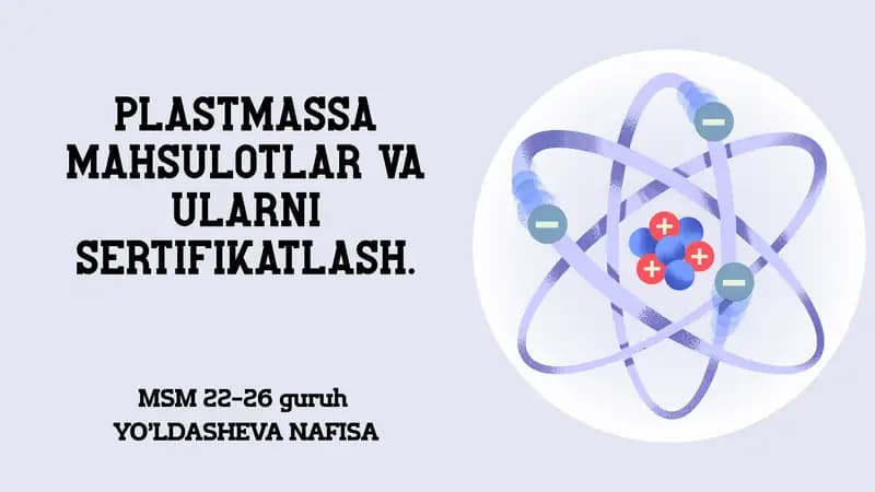 Plastmassa mahsulotlar va ularni sertifikatlash