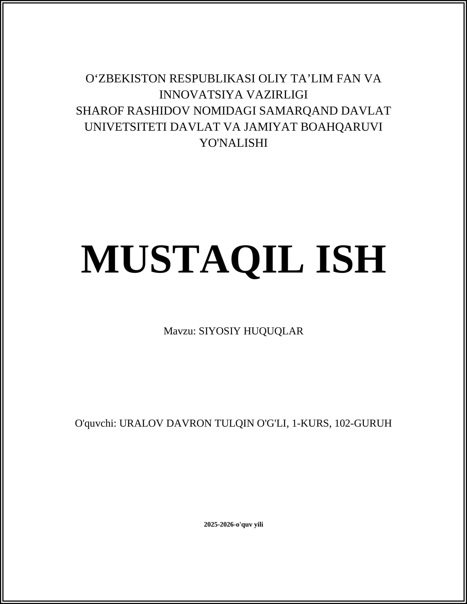SIYOSIY HUQUQLAR