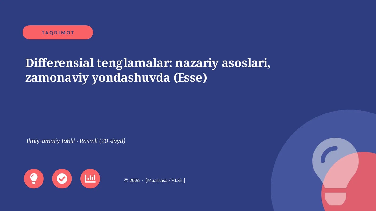 Differensial tenglamalar: nazariy asoslari, zamonaviy yondashuvda (Esse)