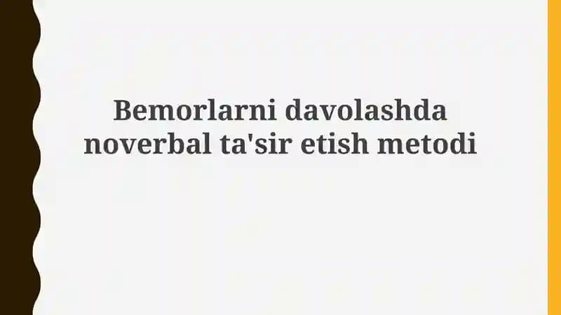 Bemorlarni davolashdan overbal ta'sir etish metodi