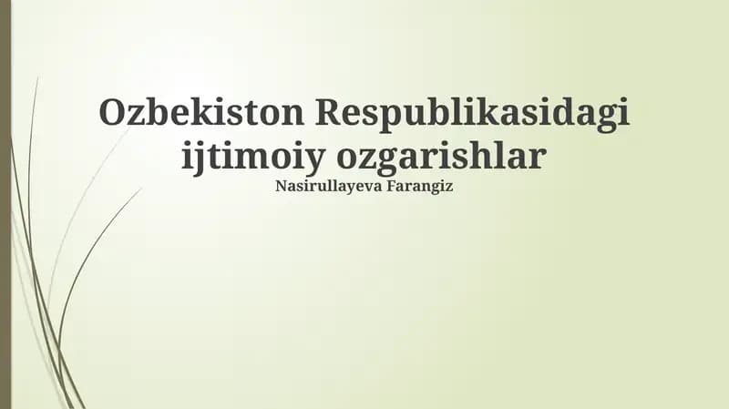 Oʻzbekiston Respublikasidagi ijtimoiy ozgarishlar