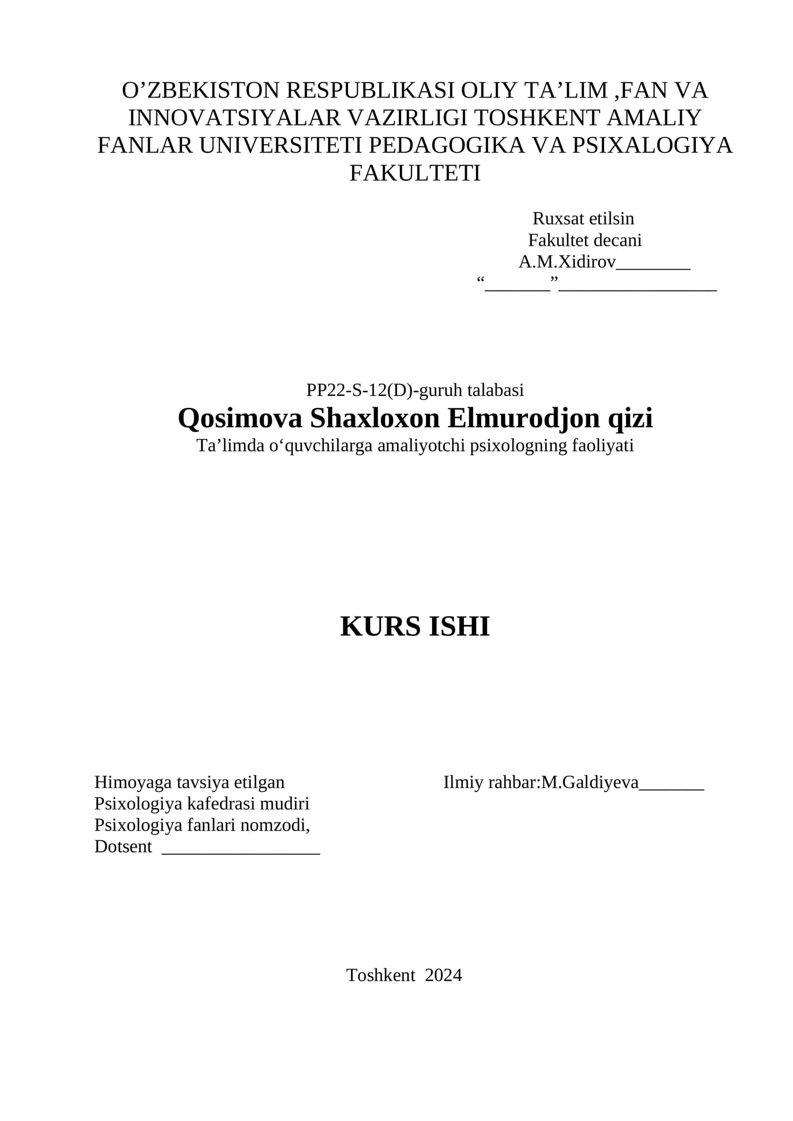 Taʼlimda oʻquvchilarga amaliyotchi psixologning faoliyati