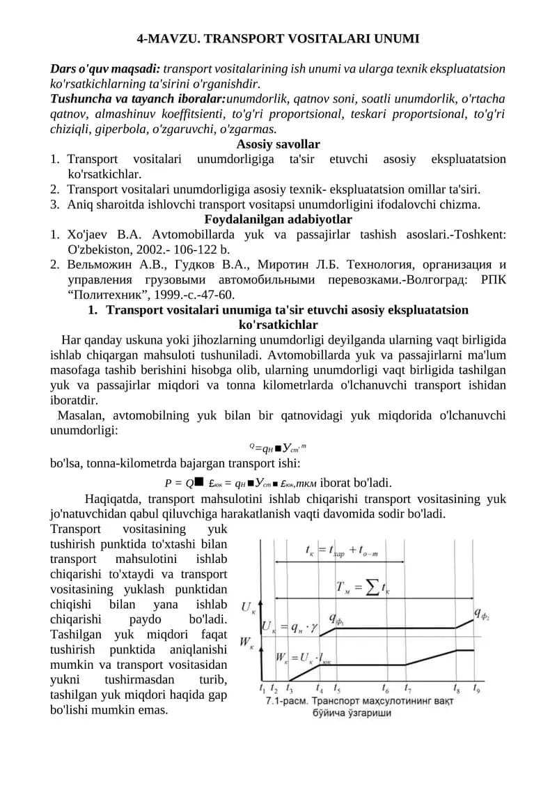 TRANSPORT VOSITALARI UNUMI