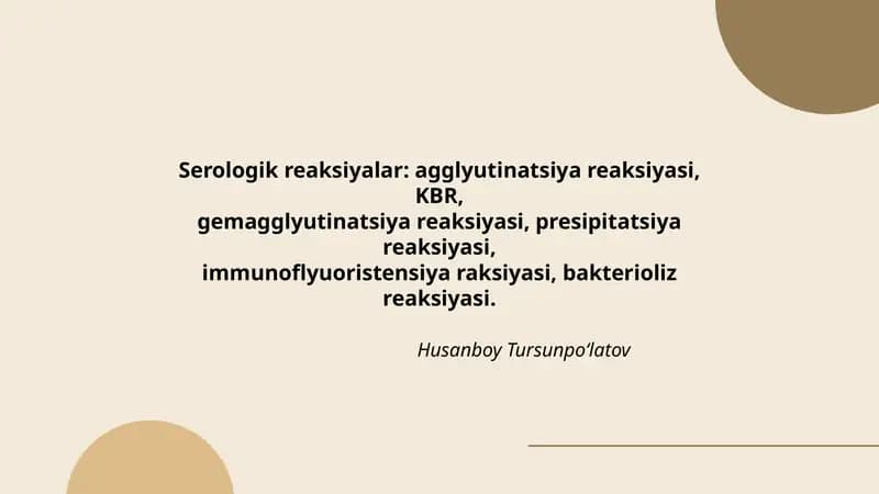 Serologik reaksiyalar