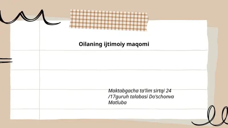 Oilaning ijtimoiy maqomi