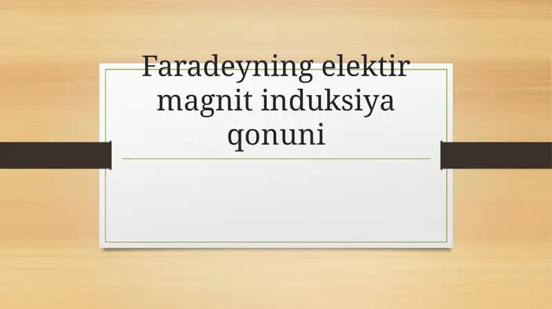 Faradeyning elektir magnit induksiya qonuni