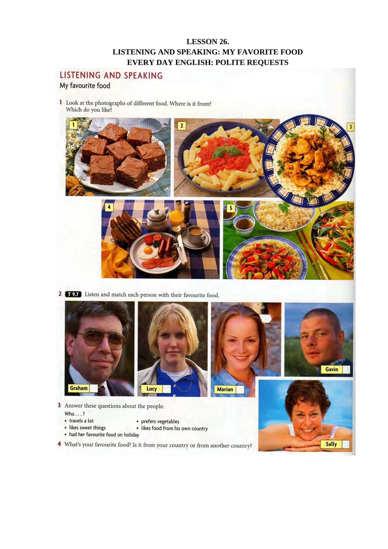 LISTENING AND SPEAKING: MY FAVORITE FOOD