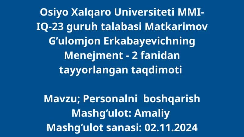Personalni boshqarish