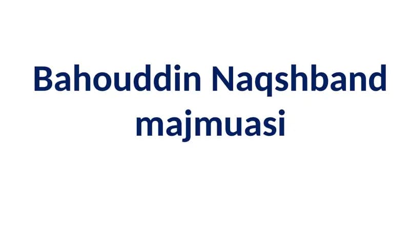 Bahouddin Naqshband majmuasi