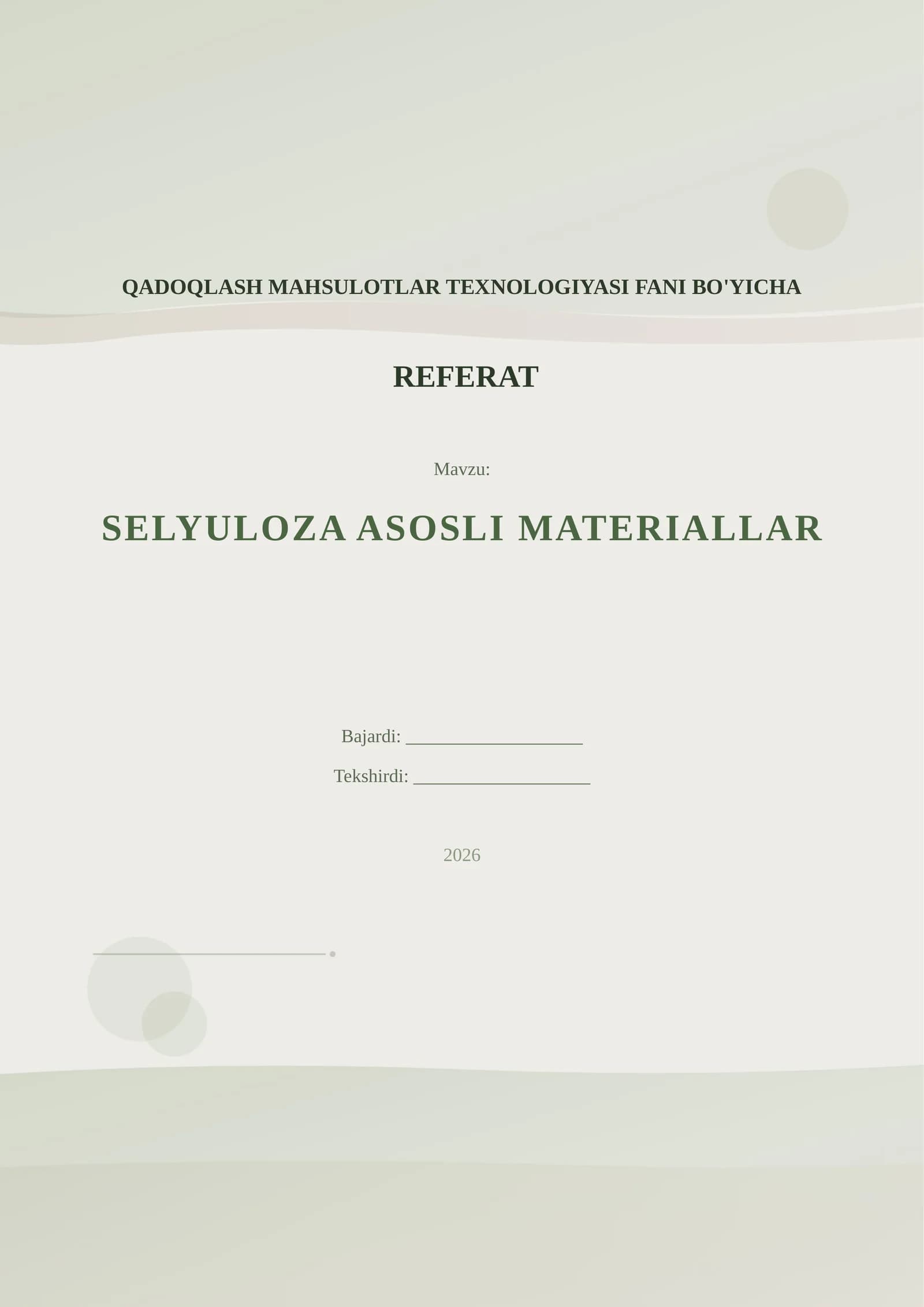 SELYULOZA ASOSLI MATERIALLAR