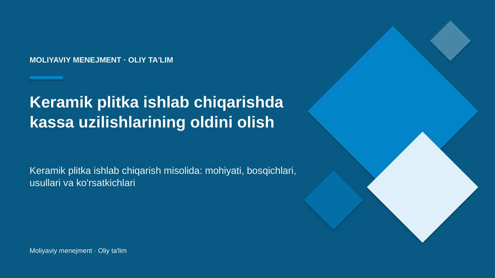 Keramik plitka ishlab chiqarishda kassa uzilishlarining oldini olish