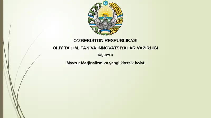 Marjinalizm va yangi klassik holat