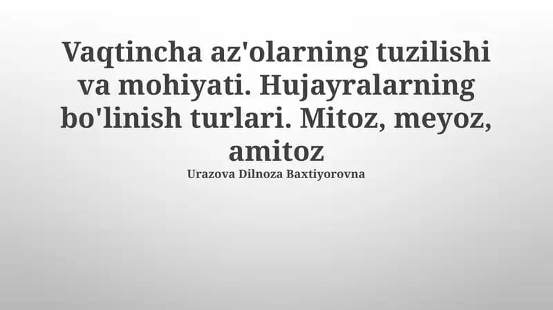 Mitosis, Meiosis, va Amitoz