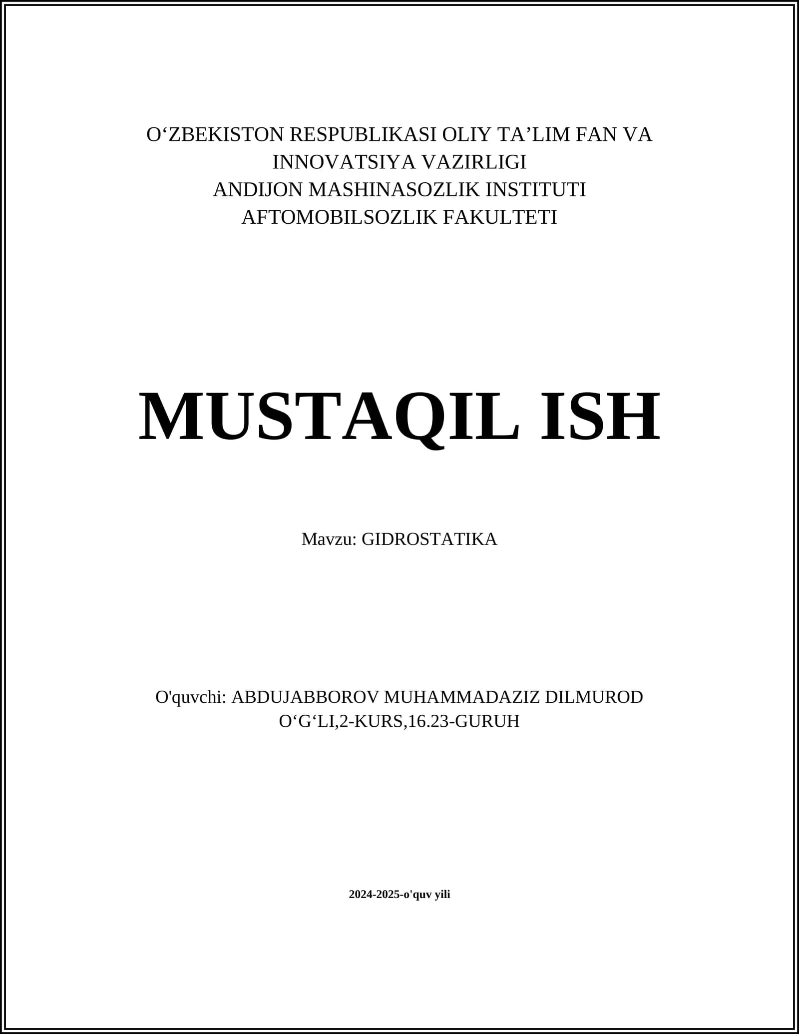 GIDROSTATIKA