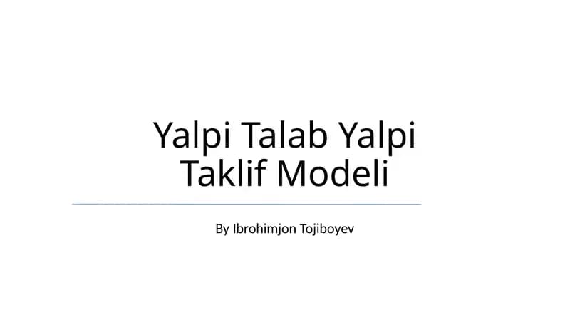 Yalpi Talab Yalpi Taklif Modeli