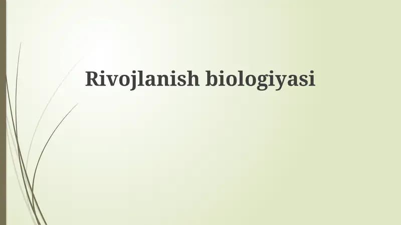 Rivojlanish biologiyasi