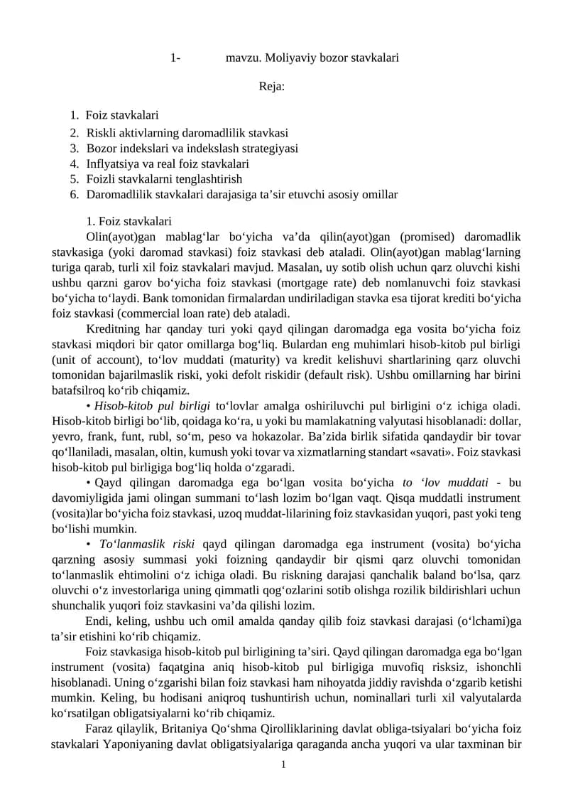 Foiz stavkalari