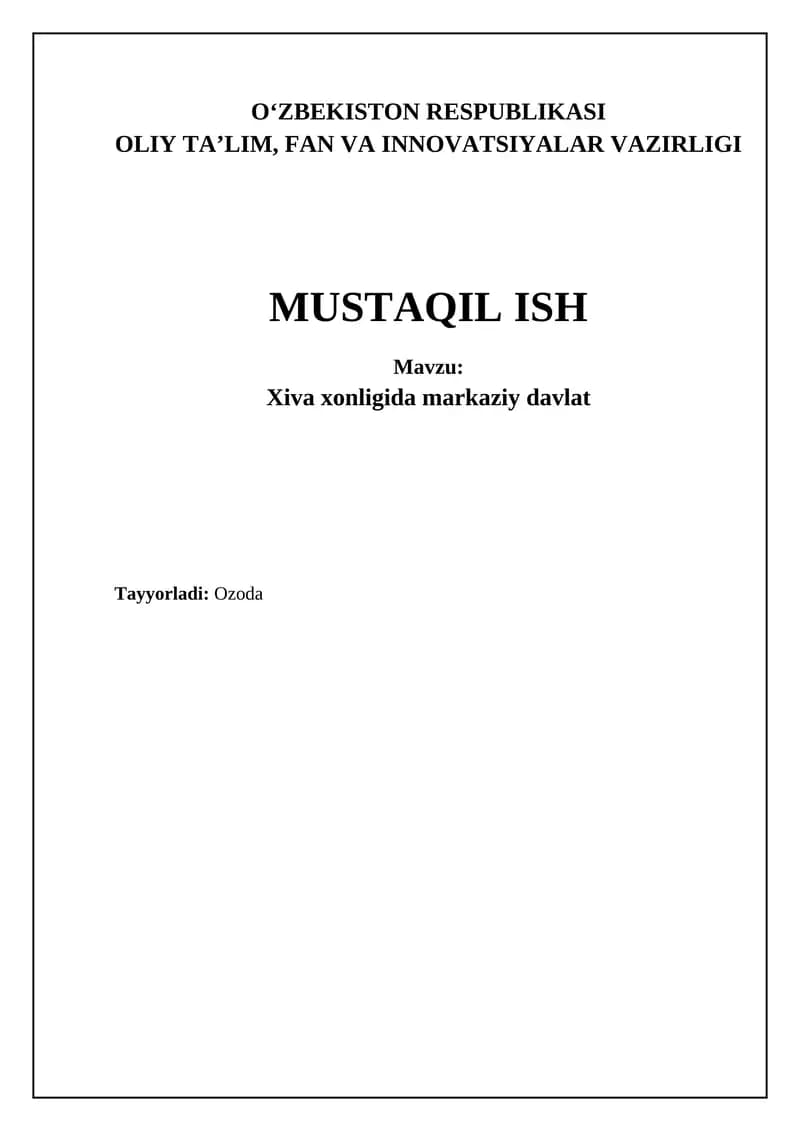 Xiva xonligida markaziy davlat