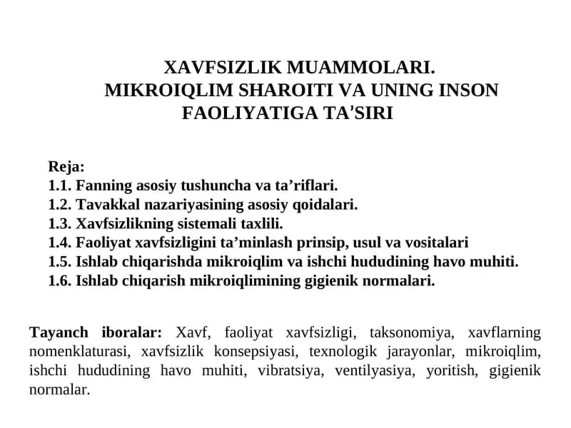 XAVFSIZLIK MUAMMOLARI