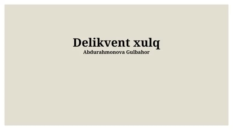 Nomaqbul Xulqning Oqibatlari