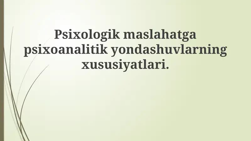 Psixoanalitik yondashuvlar