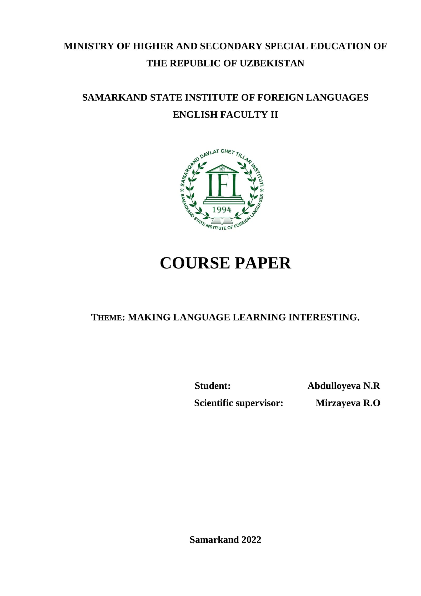MAKING LANGUAGE LEARNING INTERESTING