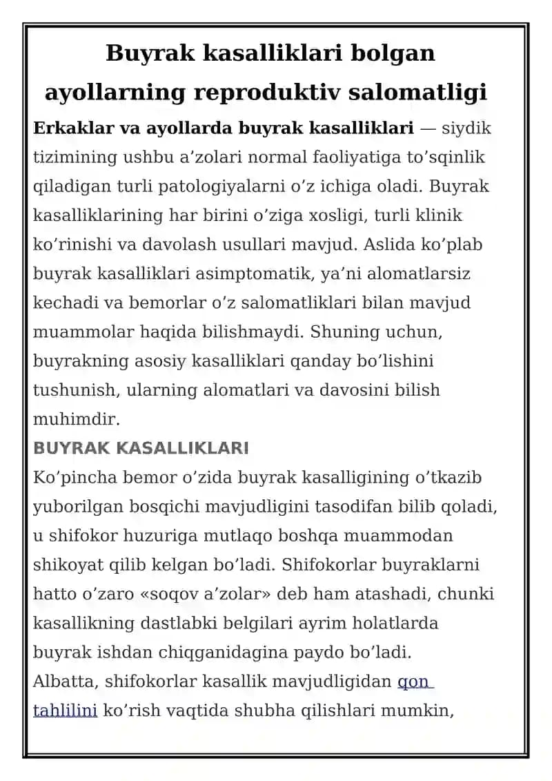 Buyrak kasalliklari