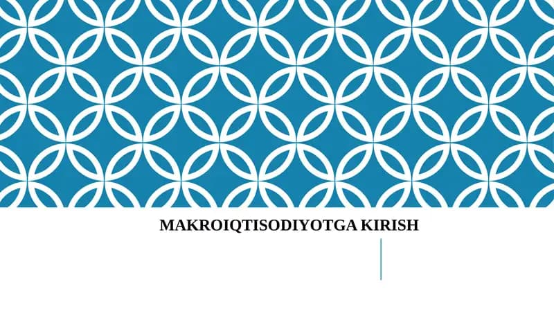 MAKRO IQTISODIYOTGA KIRISH
