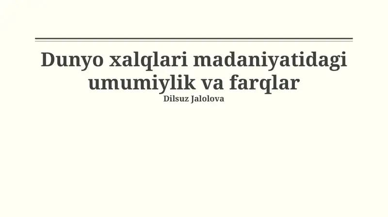 Madaniyat: Ta'rif va Elementlar